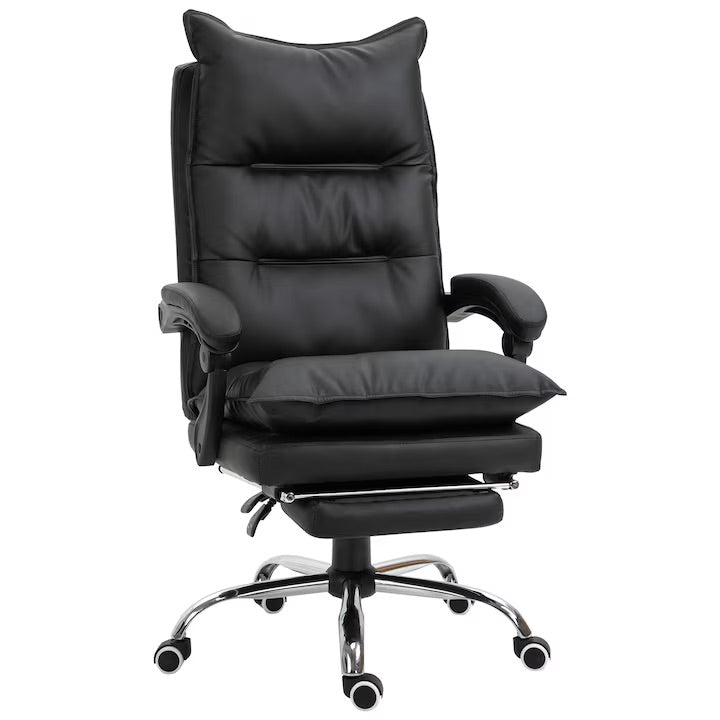 Black Height Adjustable Office Chair with Inclined Backrest and Footre KVG